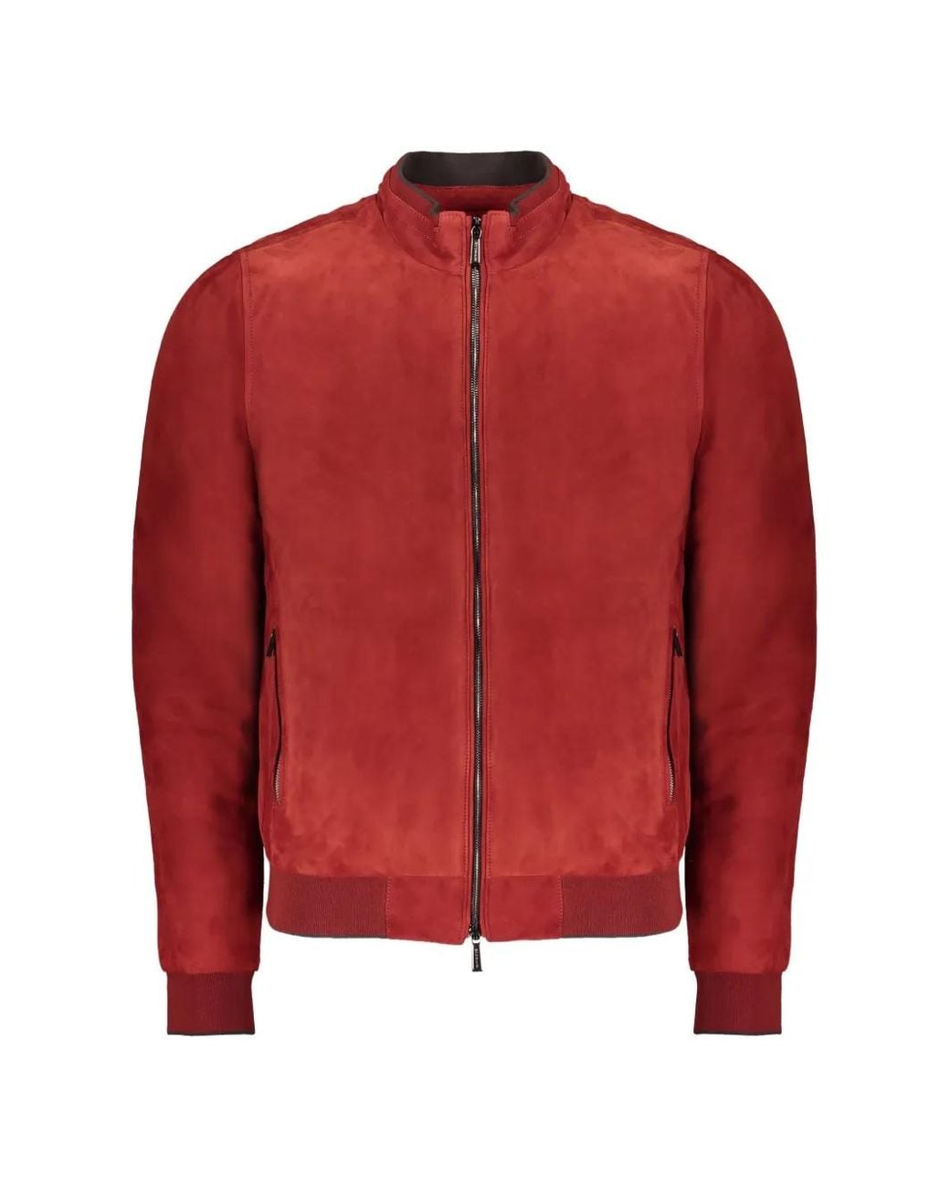 Moorer Red Padded Leather Jacket for men