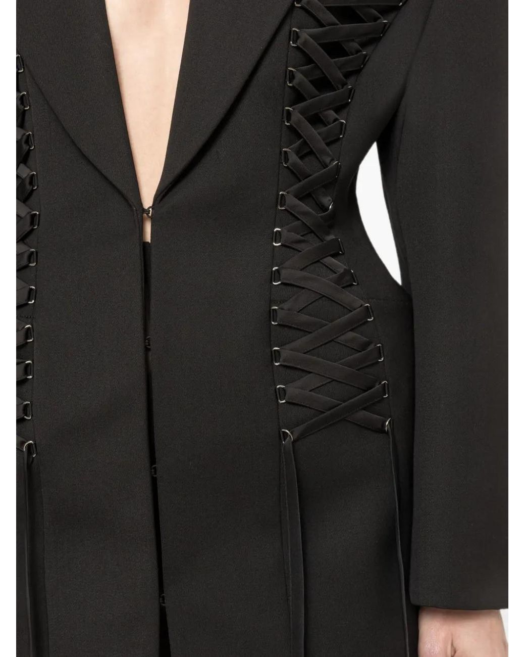Nissa Black Lace-Up Blazer