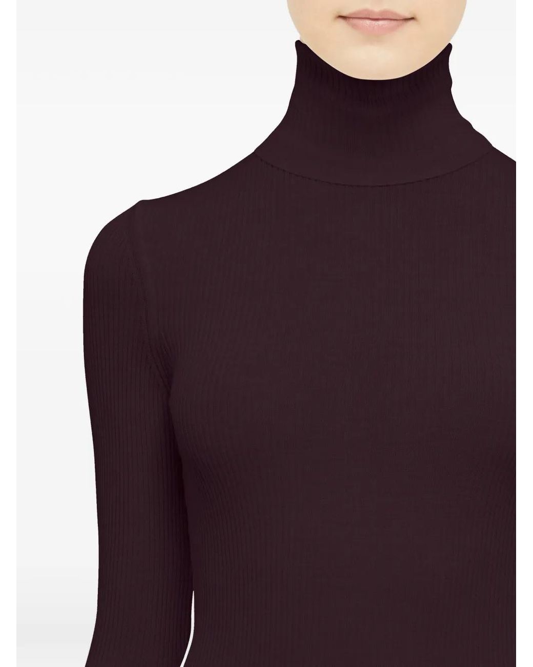 Wolford Purple Ribbed Turtleneck Sweater