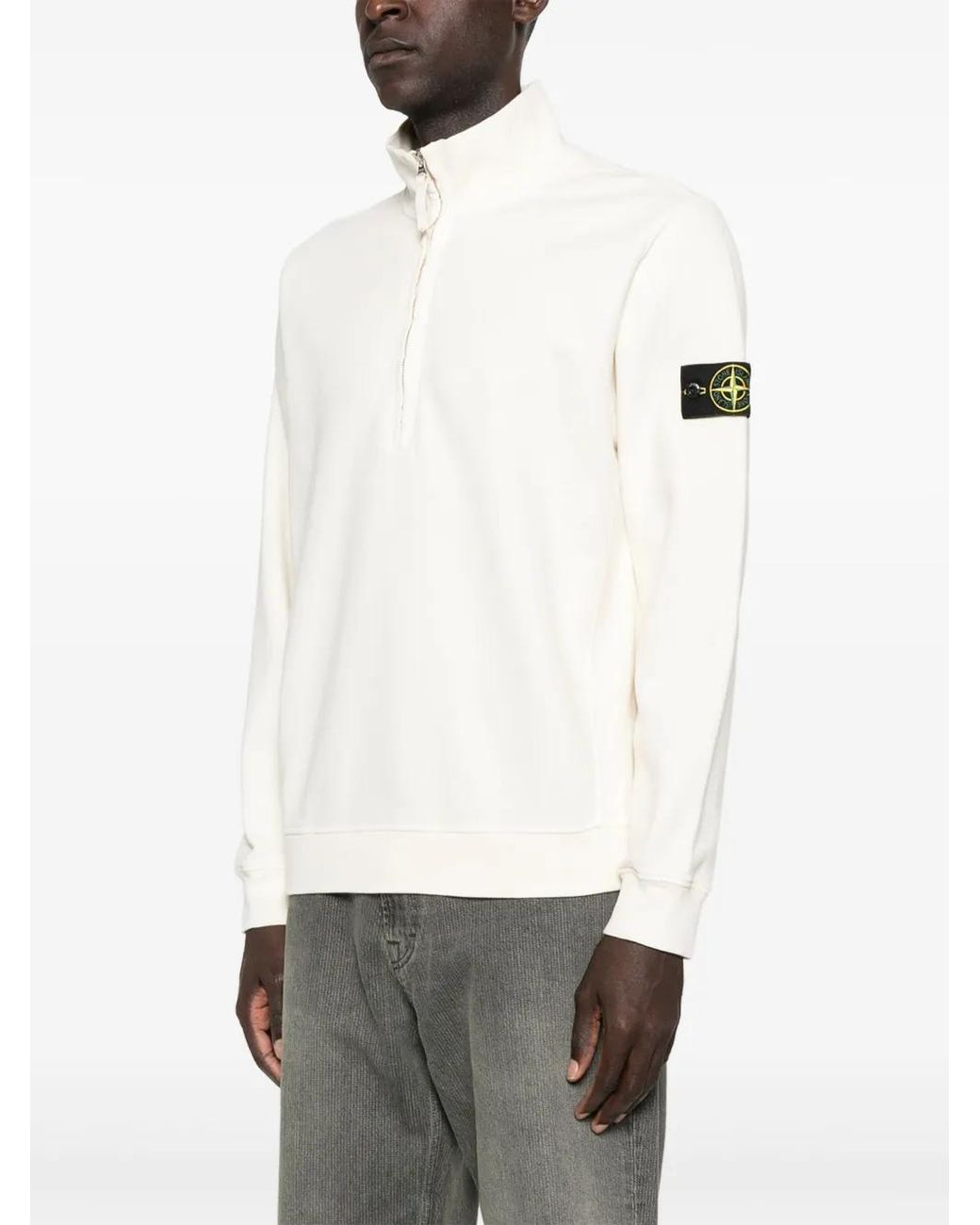 Stone Island White Logo-Patch Sweatshirt for men