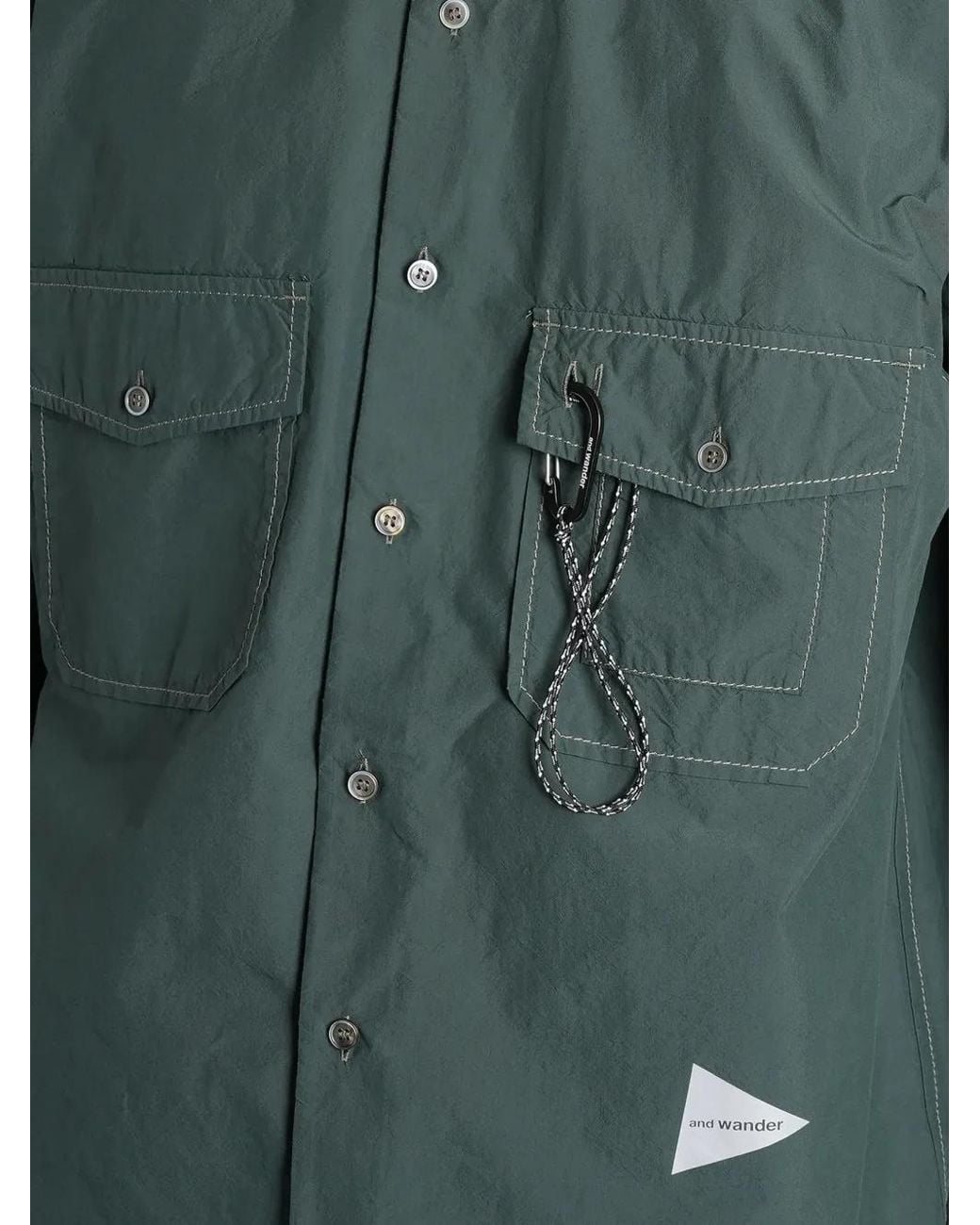 And Wander Green Chemise Cordura À Poche Et Logo Imprimé
