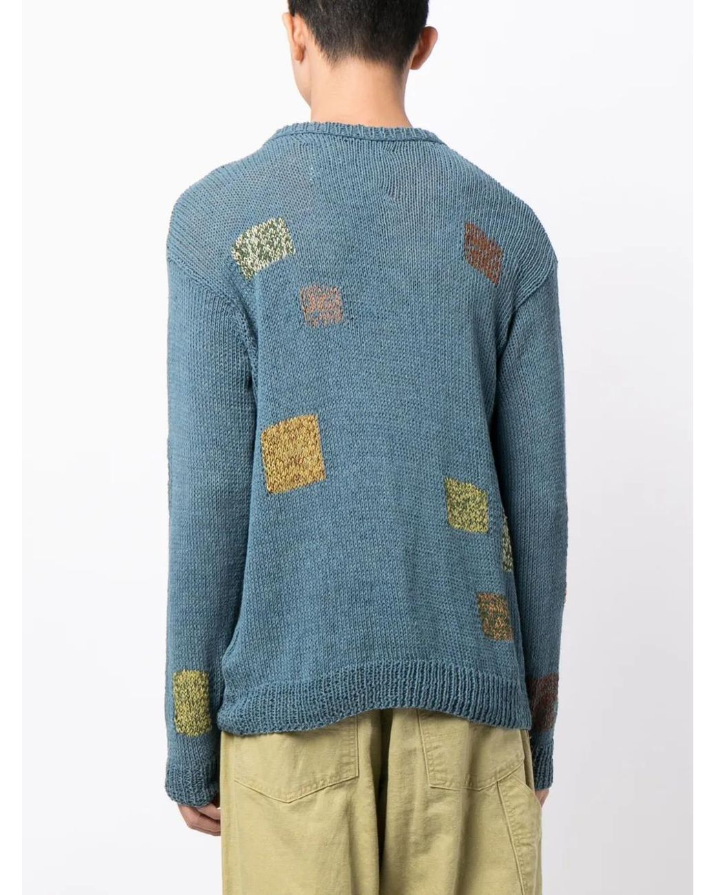STORY mfg. Blue Spinning Geometric Intarsia-Knit Jumper for men