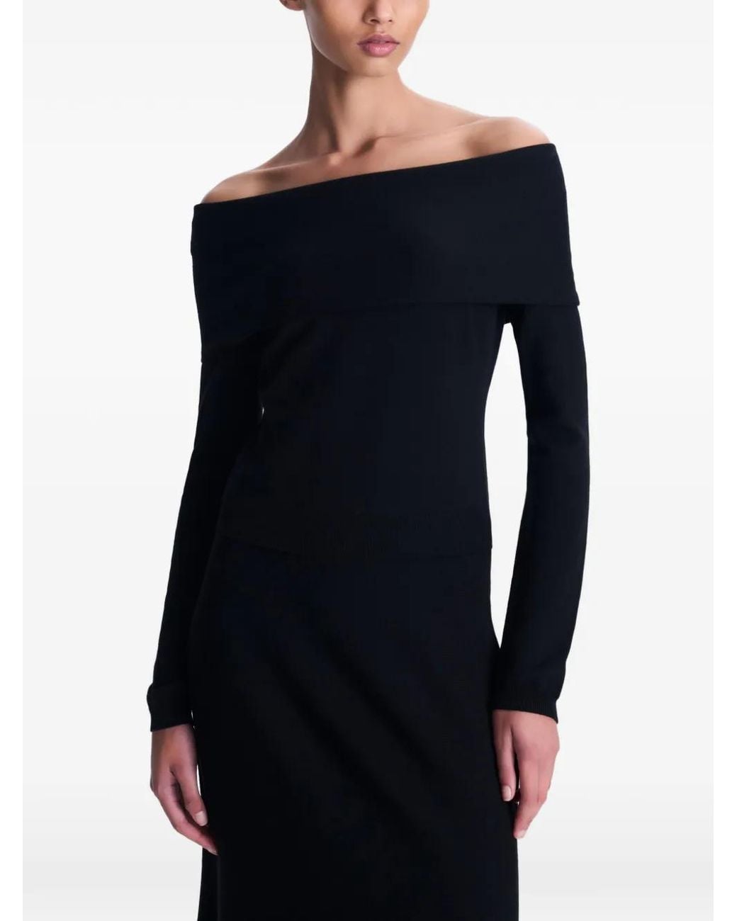 Jonathan Simkhai Black Delphia Off-Shoulder Sweater