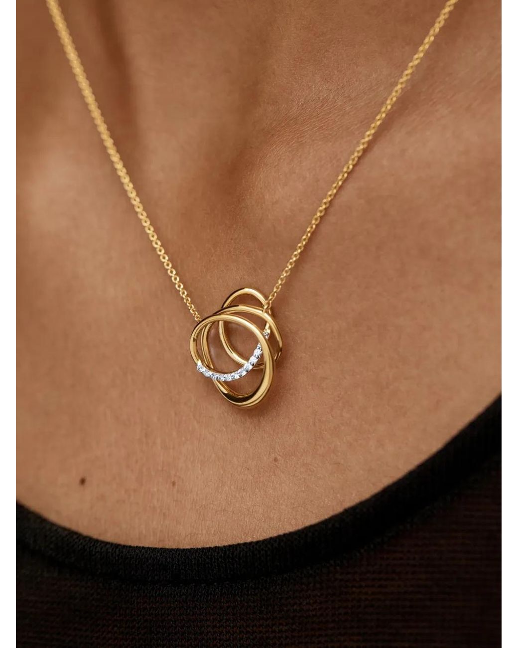 Monica Vinader White Interlocking-Circles Diamond Necklace