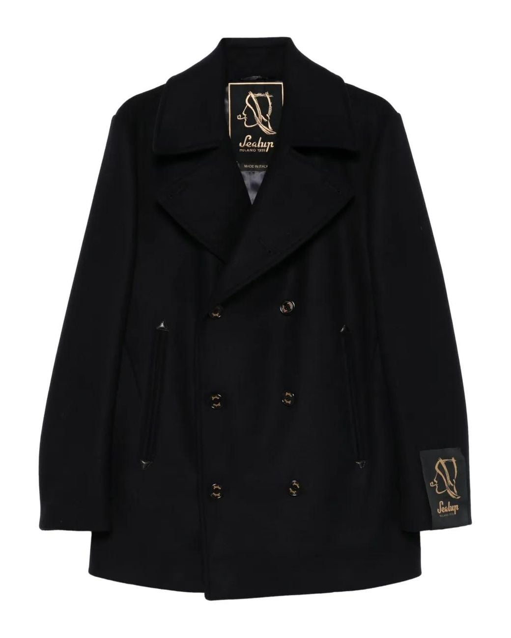 Sealup Black Buttoned Coat for men