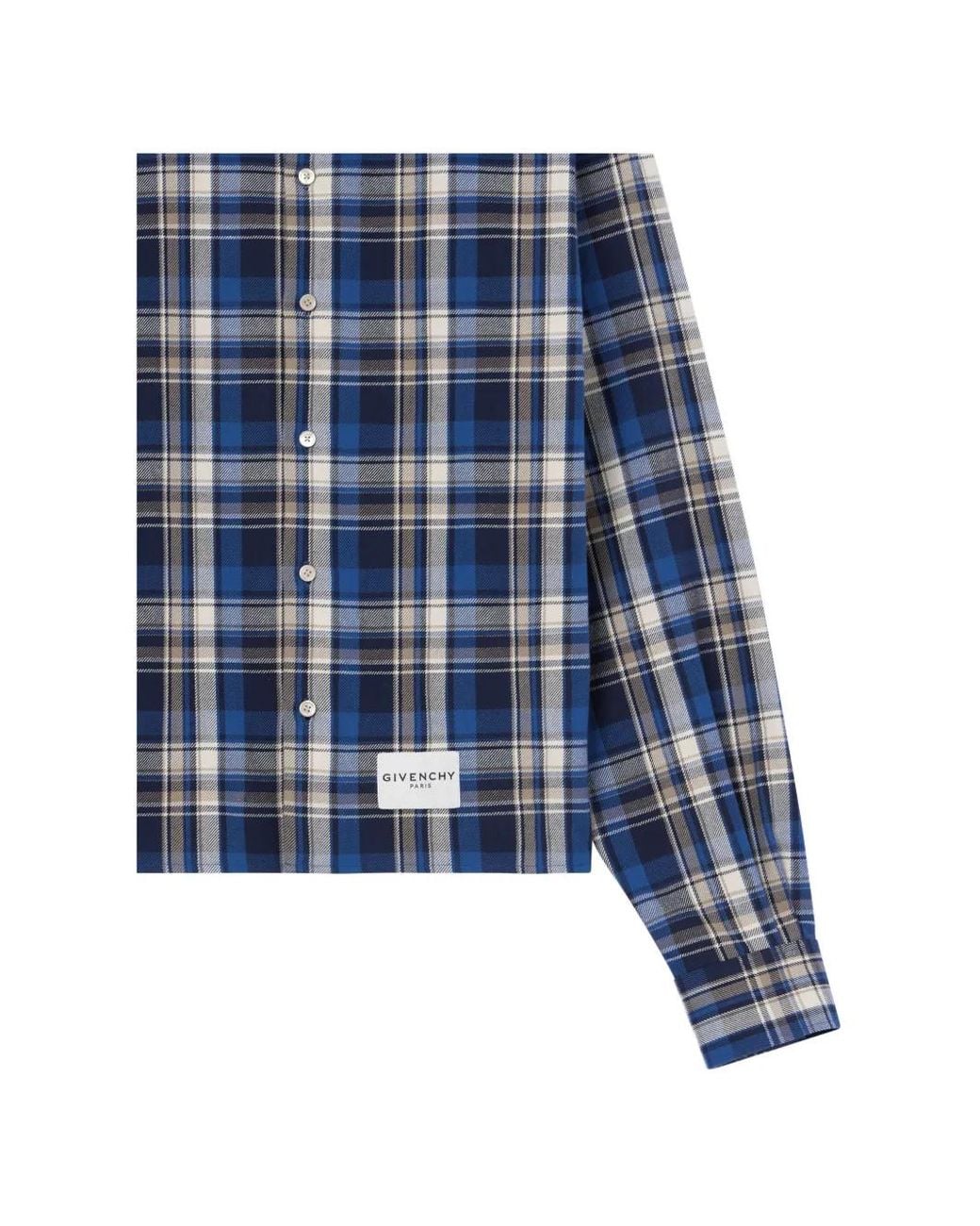 Givenchy Blue Cropped Checked Shirt for men
