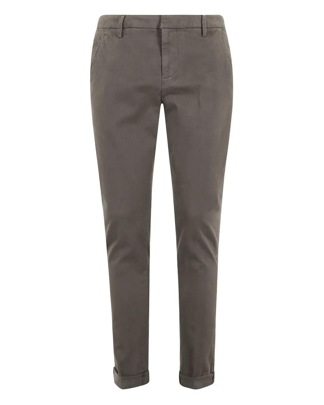 Dondup Gray Cuffed-Hem Chinos for men