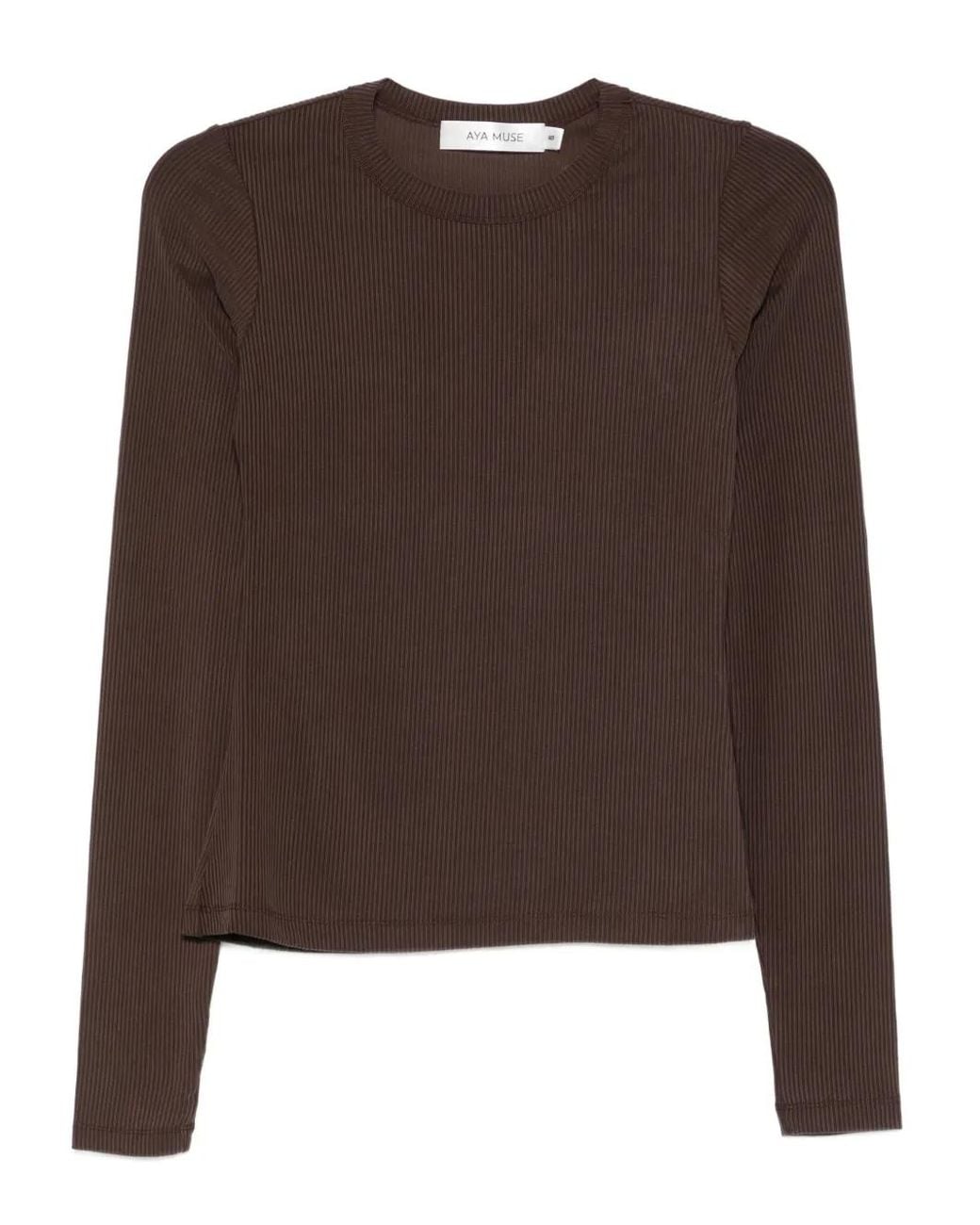 AYA MUSE Brown Crew-Neck Sweater