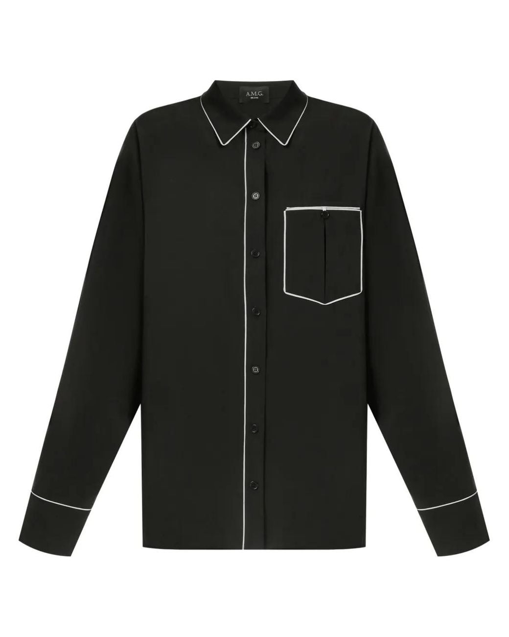 A.M.G Black Contrast-Trim Shirt