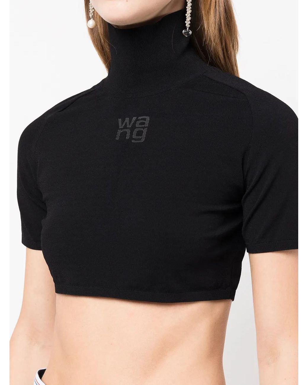 Alexander Wang Black High-Neck Logo-Embossed Jumper