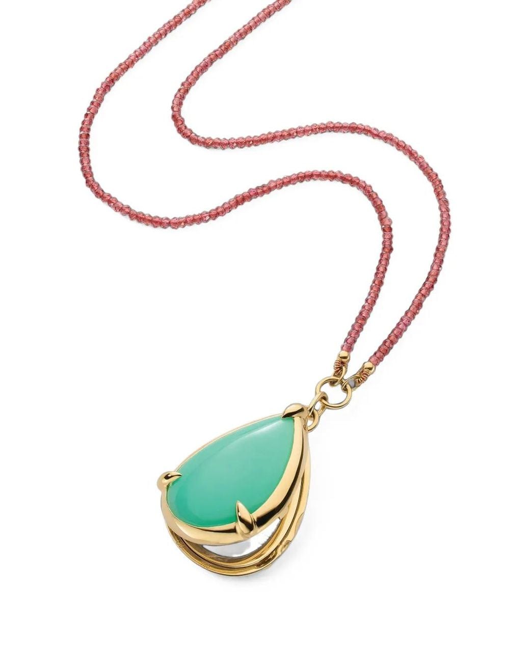 Monica Rich Kosann Blue Chrysoprase And Garnet Locket Necklace