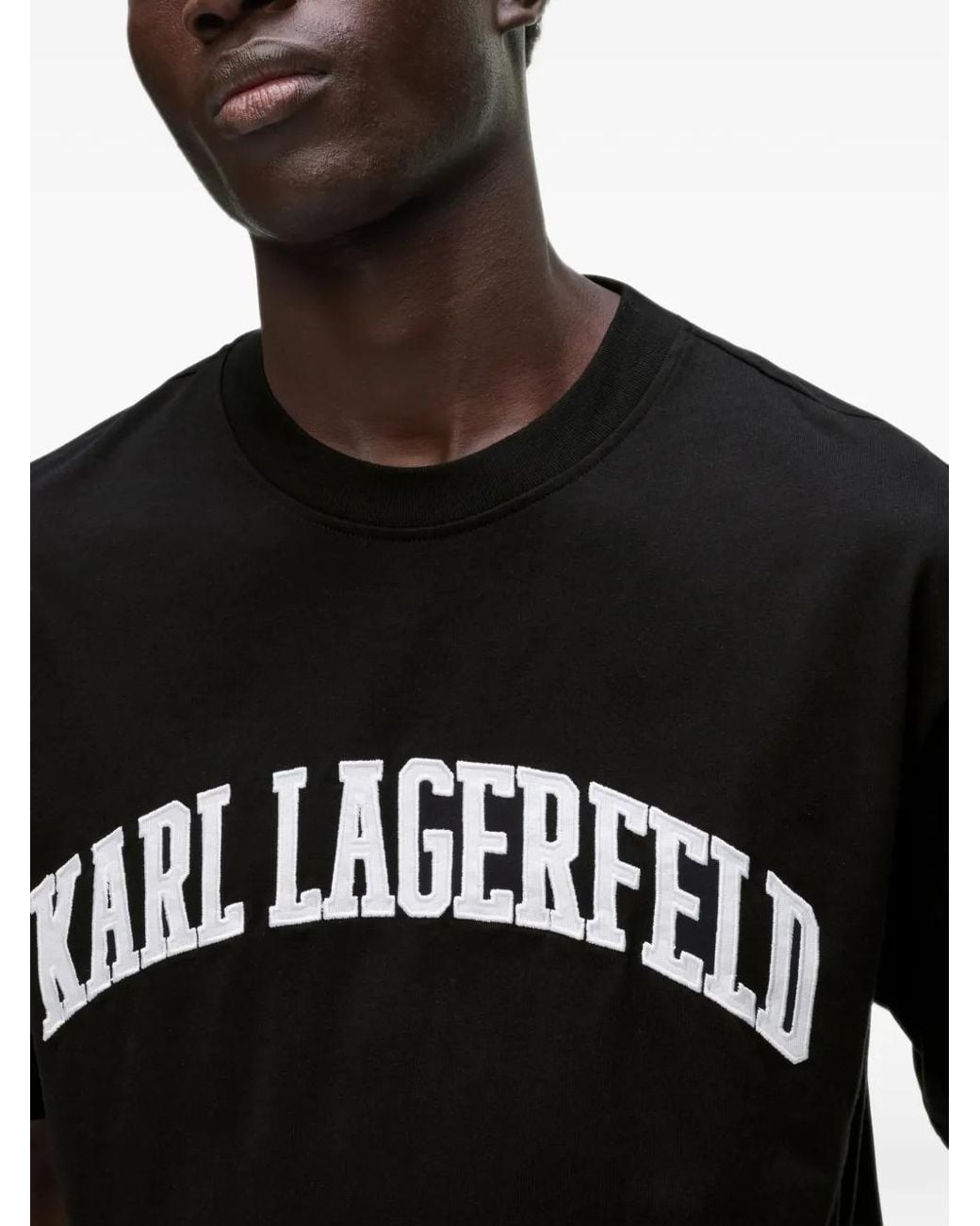 Karl Lagerfeld Black Logo-Print T-Shirt for men