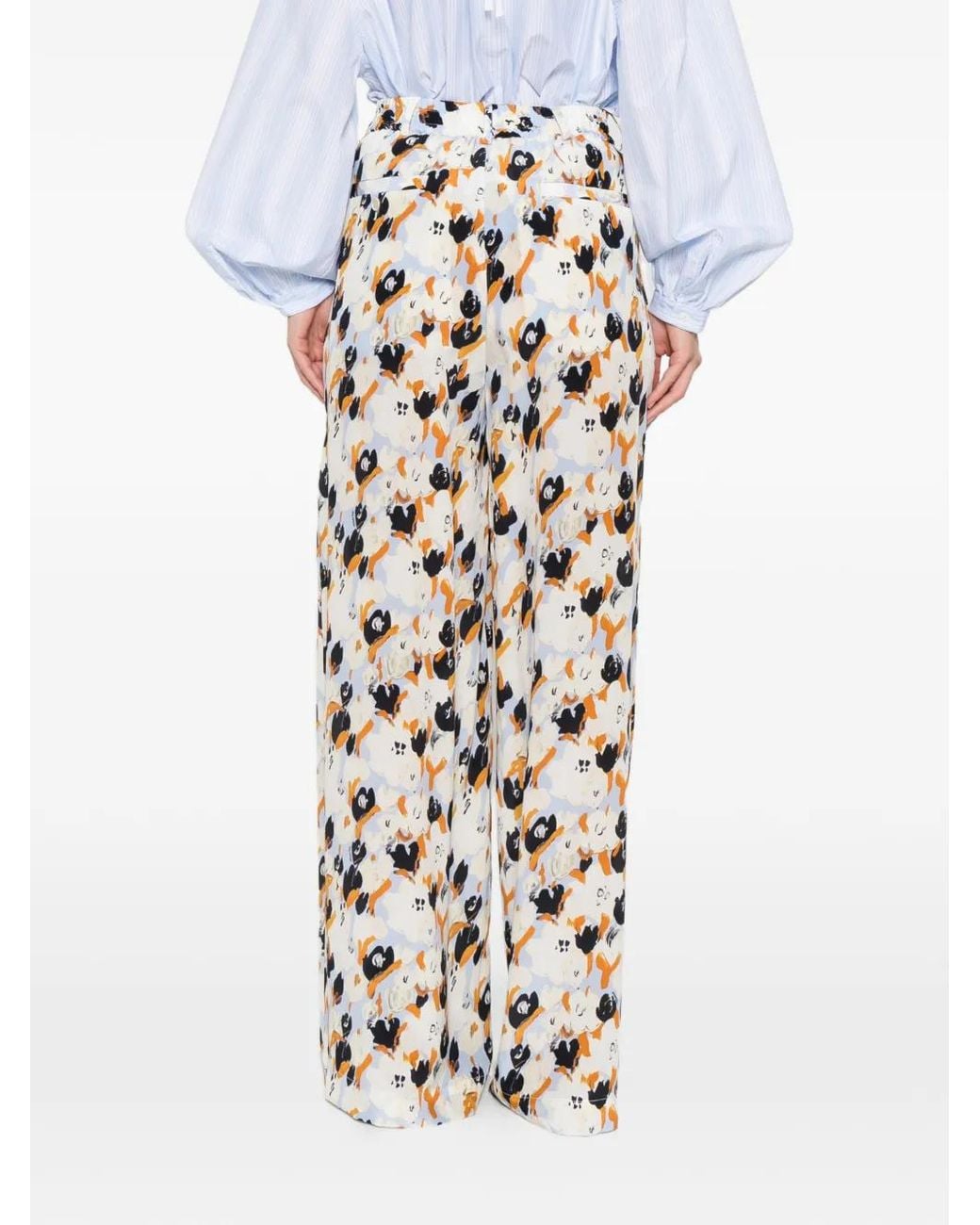 Marni White Silk Woven Pants