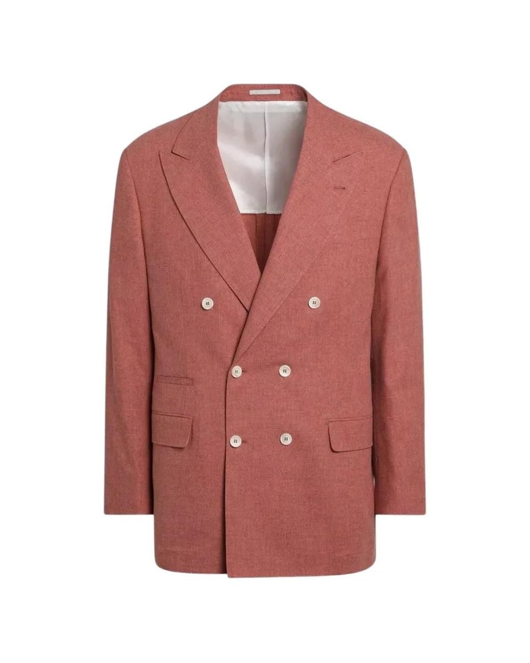Brunello Cucinelli Pink Double-Breasted Suit-Type Jacket for men