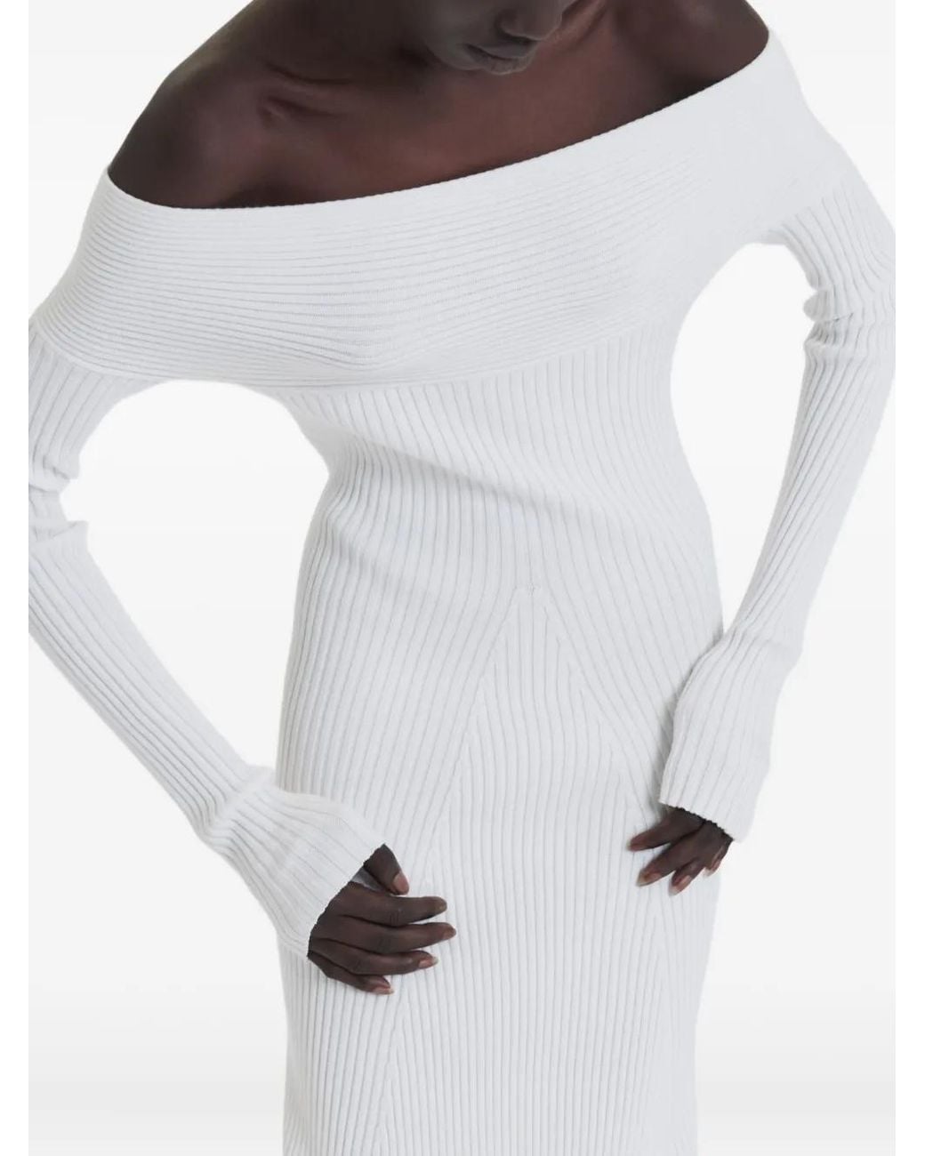 A.W.A.K.E. MODE White Off-Shoulder Maxi Dress