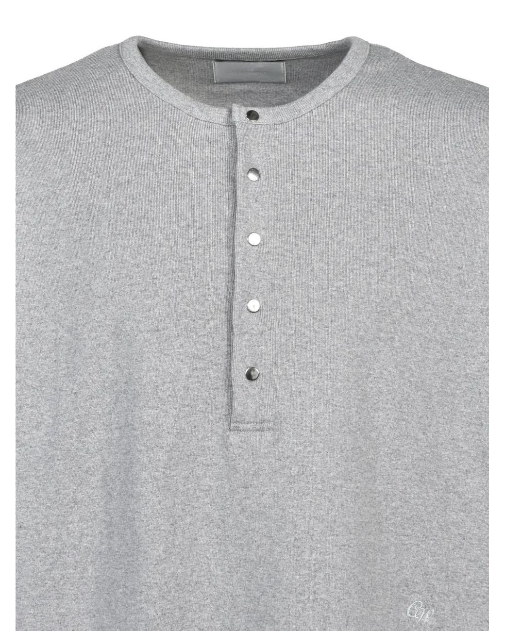 CEDARWOOD Gray Ribbed-Knit Henley T-Shirt for men