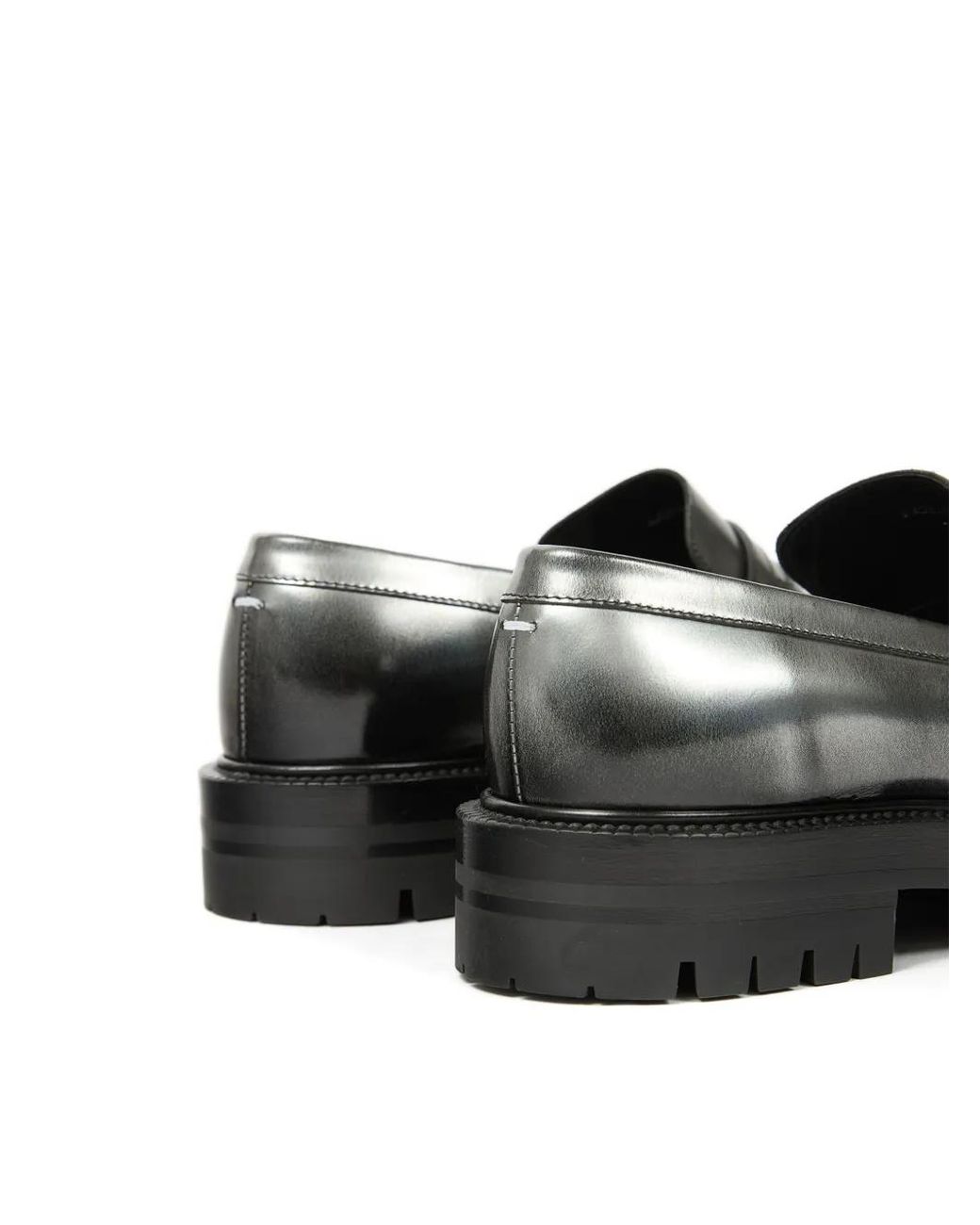Maison Margiela Gray Tabi Leather Loafers for men