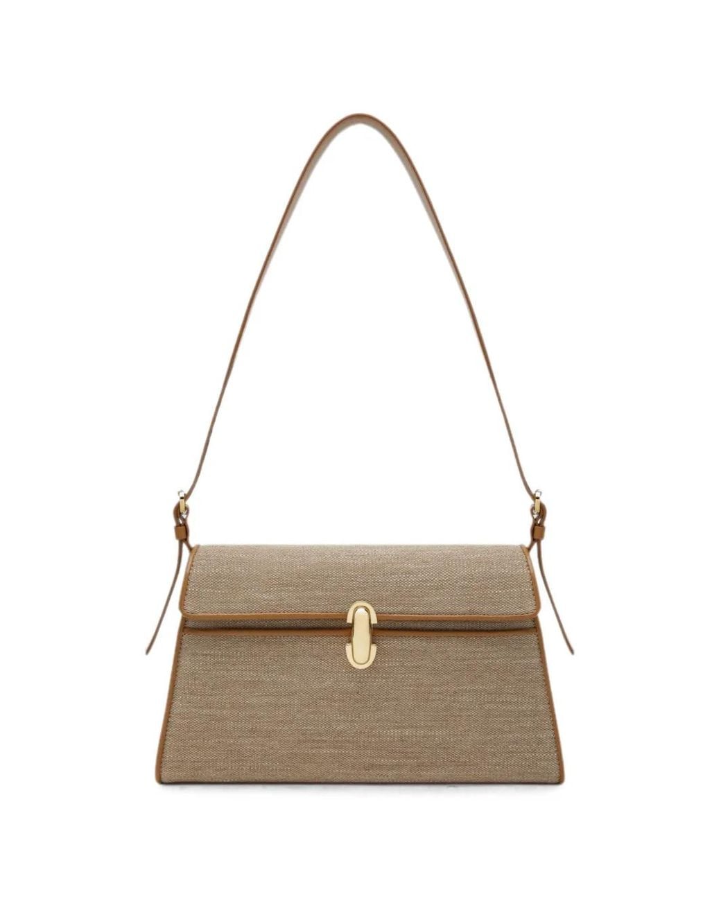 SAVETTE White Symmetry Leather-Trim Shoulder Bag