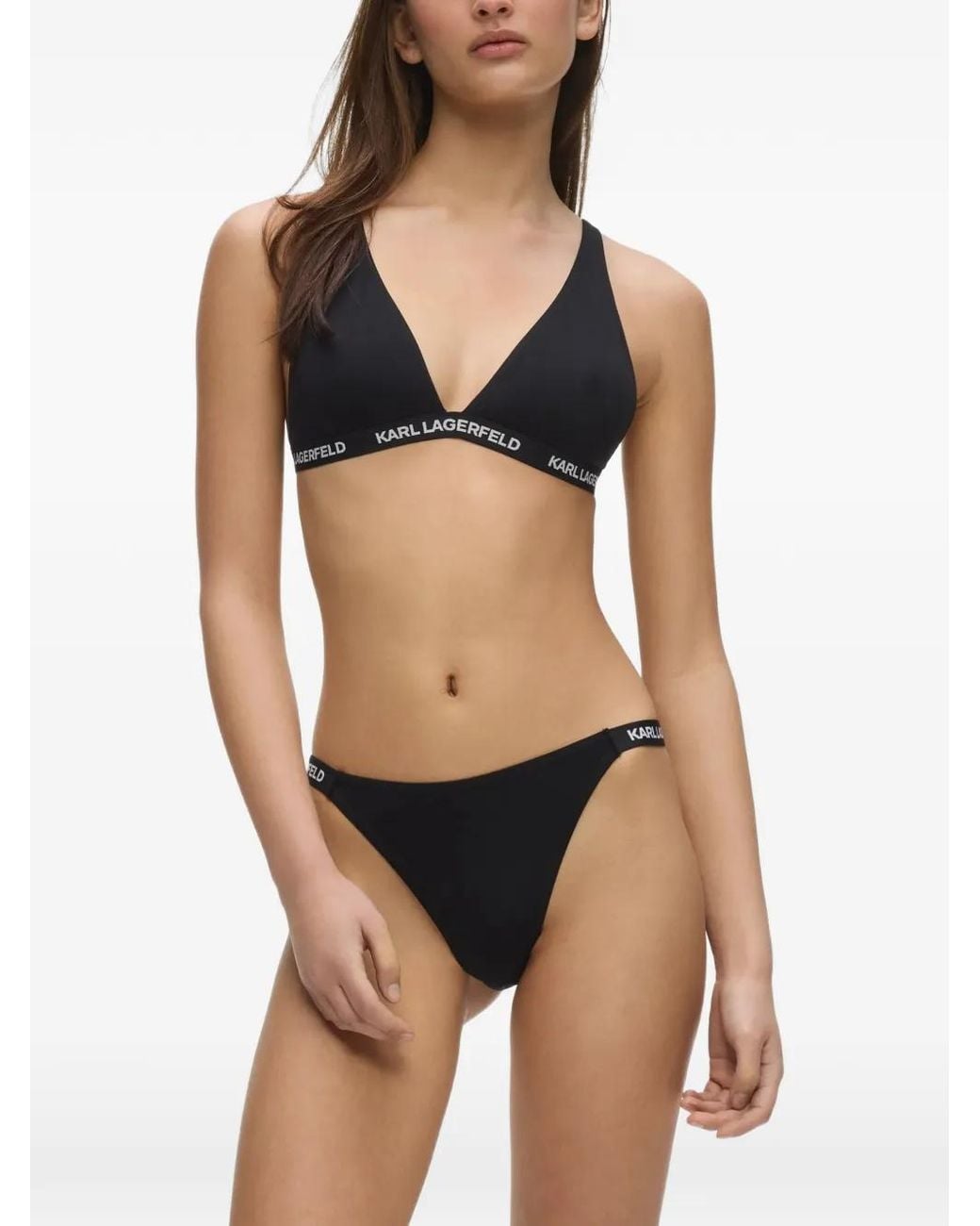 Karl Lagerfeld Black Logo Triangle Bra