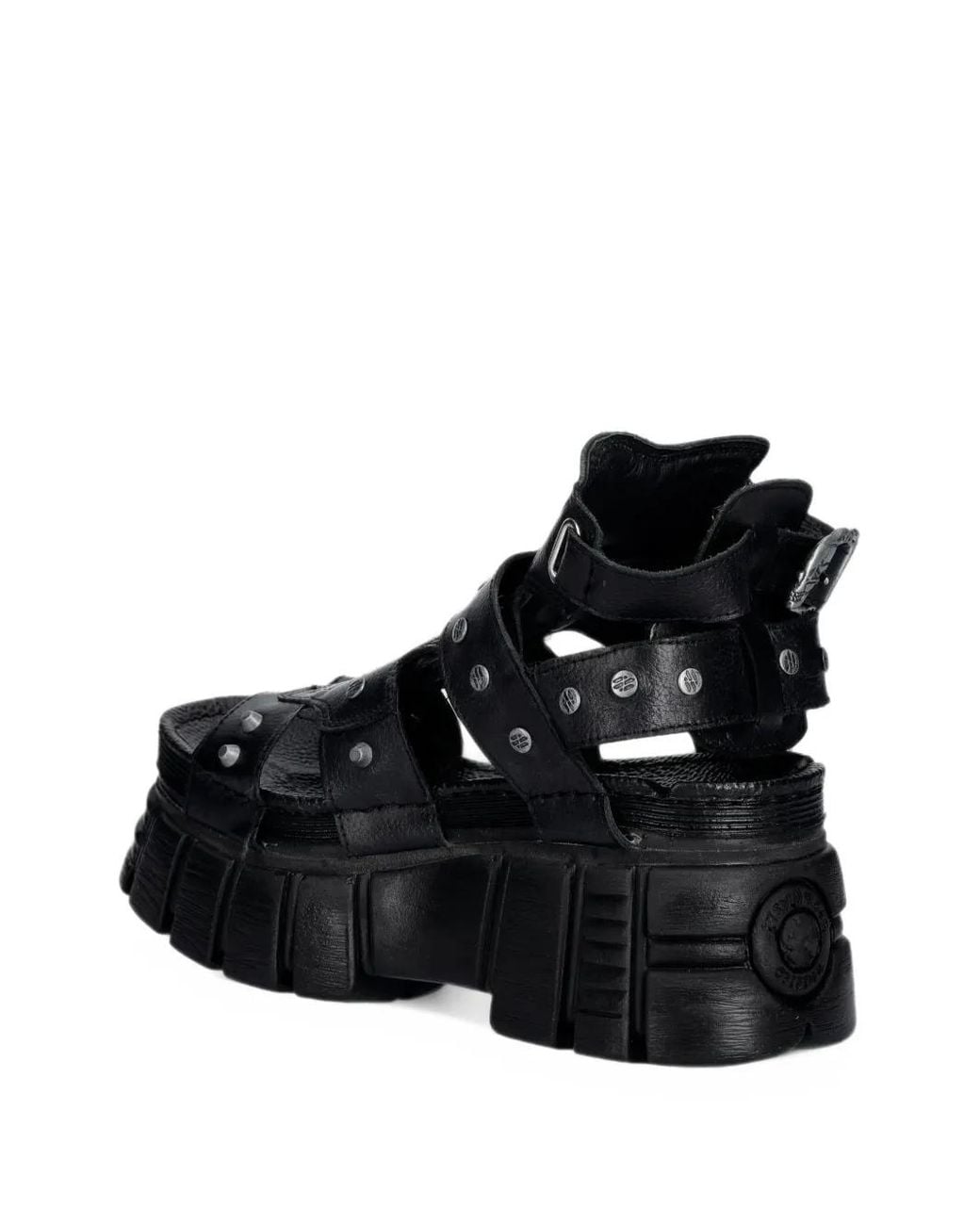 New Rock Black Skull-Embellished Platform Sandals