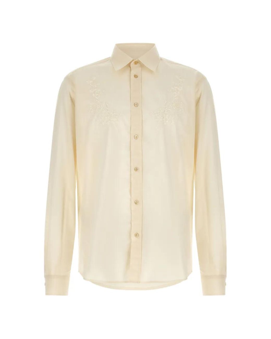 Valentino Garavani White Floral-Embroidered Cotton Shirt for men