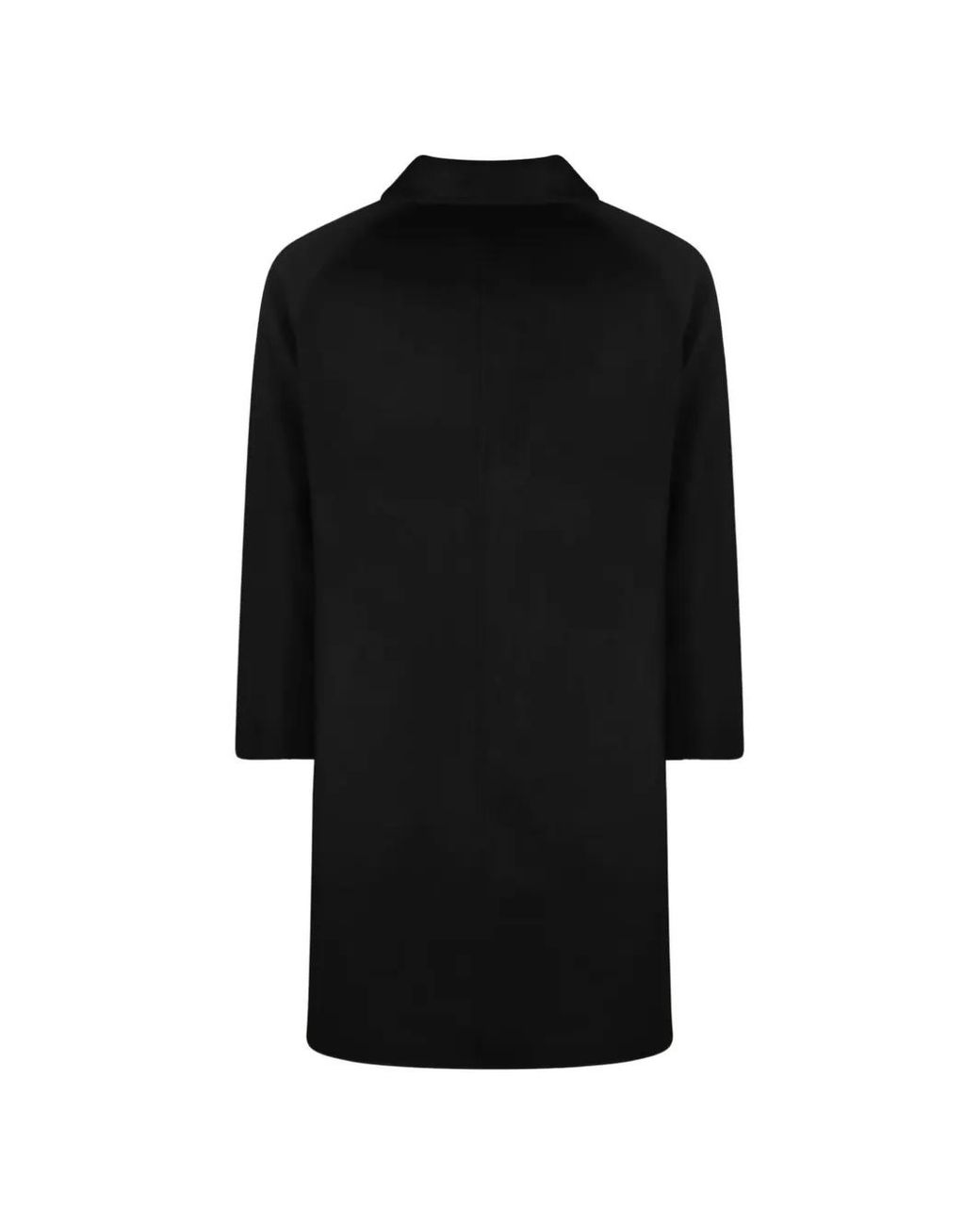 Amaranto Black Single-Breasted Wool-Blend Coat for men