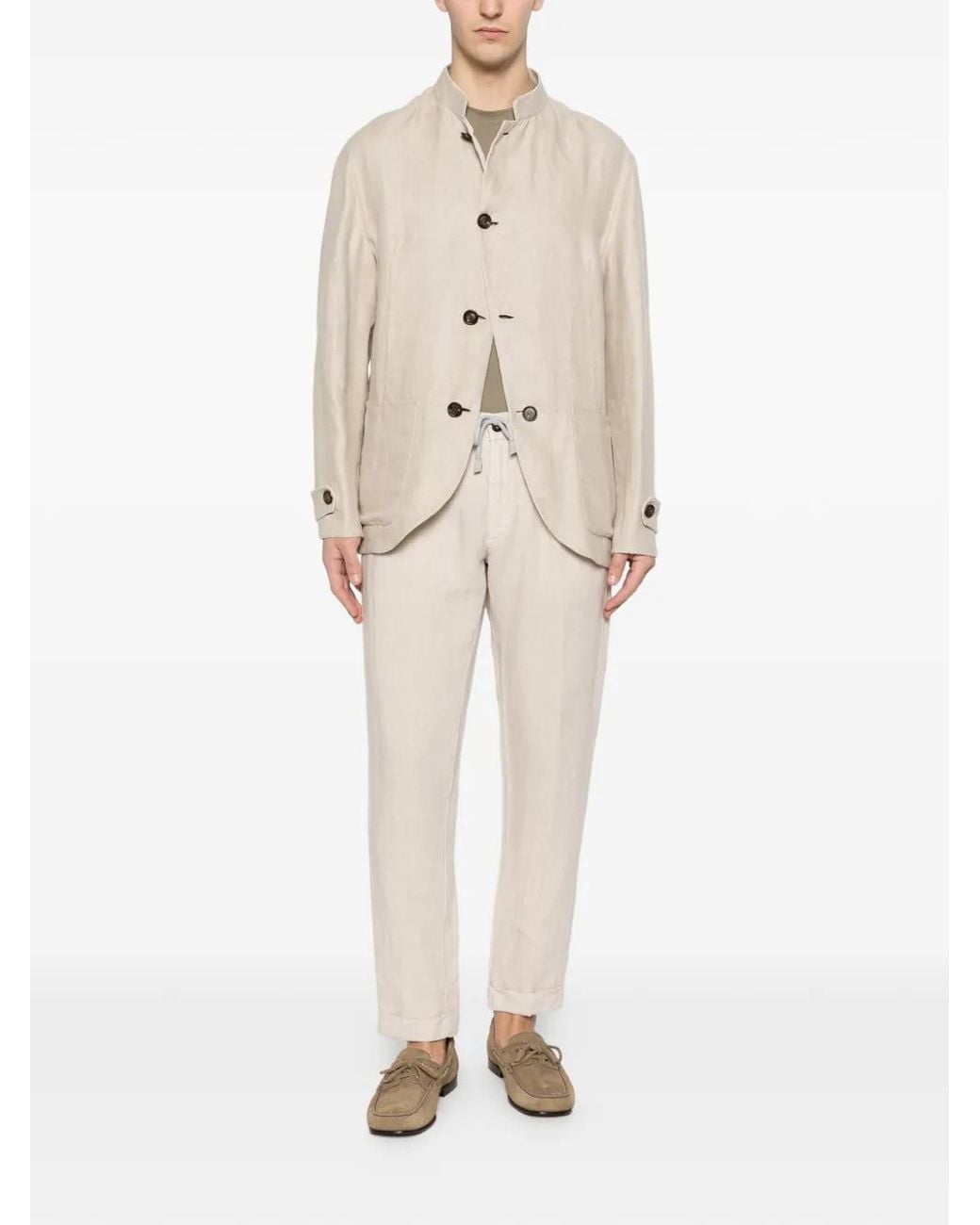 Eleventy White Drawstring-Fastening Trousers for men