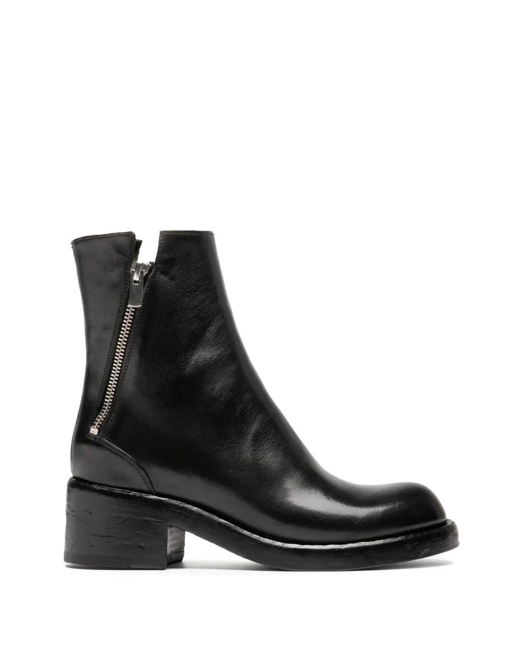Officine Creative Black Brett 010 Side-Zip Ankle Boots