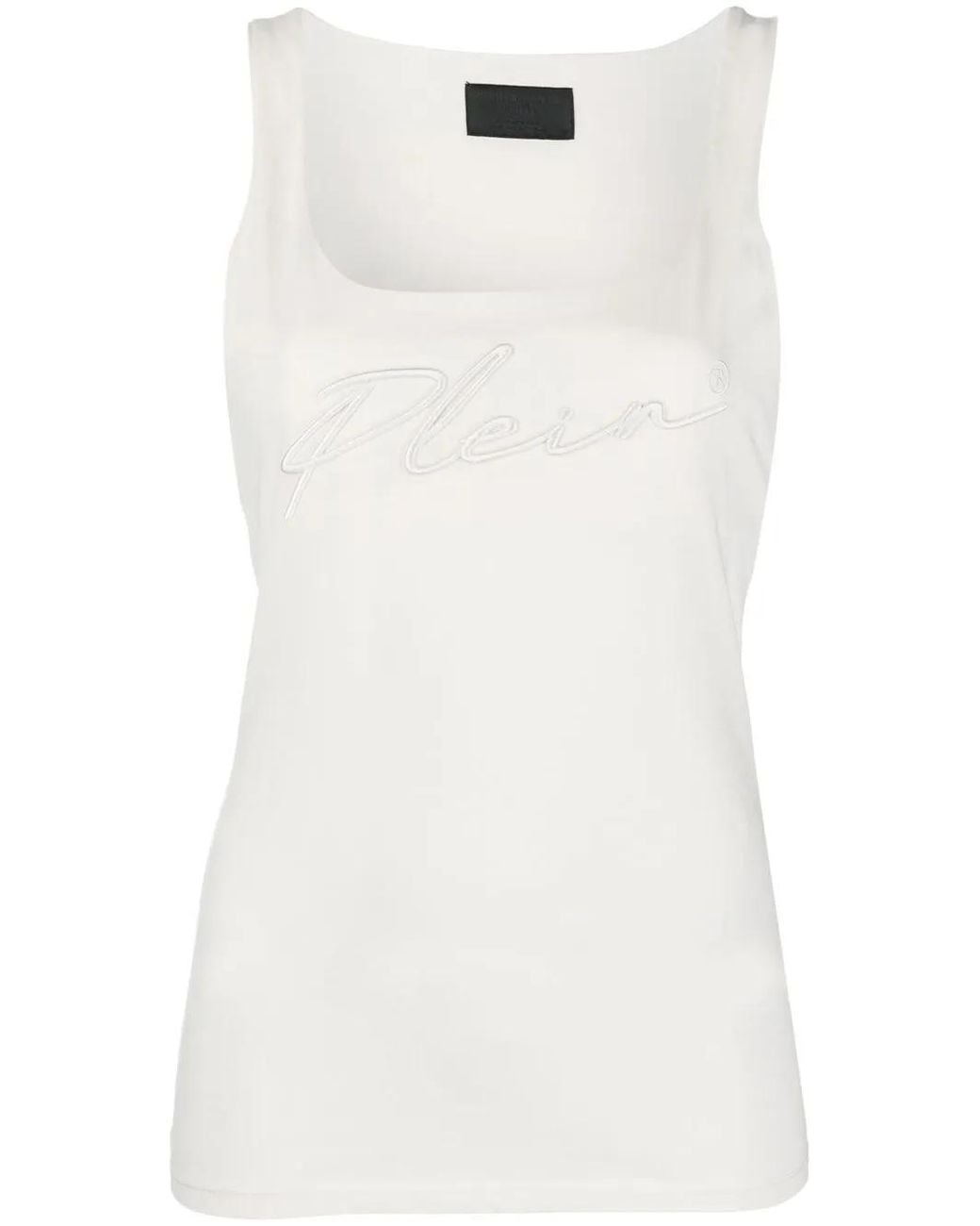 Philipp Plein White Logo-Embroidered Tank Top
