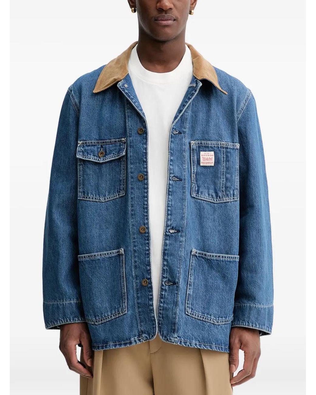 Levi's Blue Updated To Broadway X Workwear Corduroy-Collar Denim Jacket for men