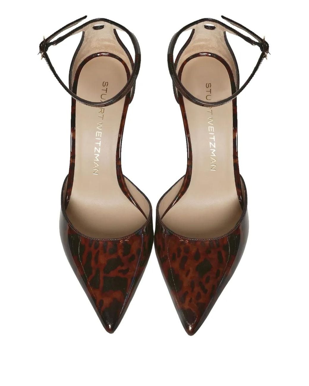 Stuart Weitzman Metallic 85Mm Ankle Strap Pointed Pumps