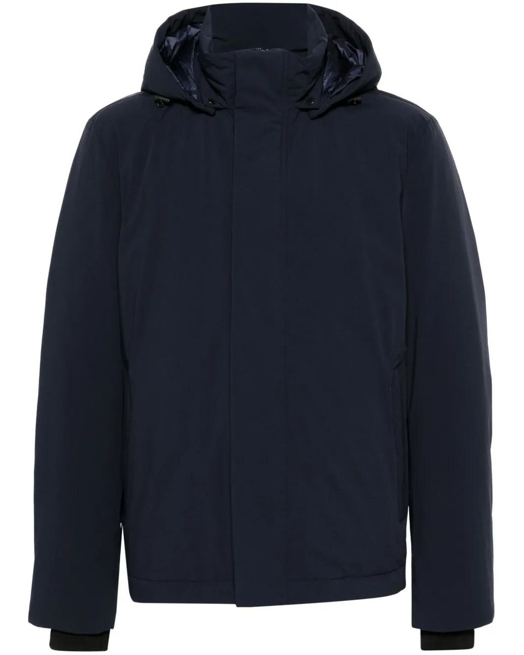 Woolrich Blue Padded Jacket With Detachable Hood for men