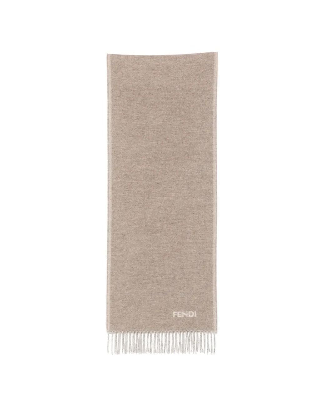 Fendi Natural Écharpe Frangée À Logo Intarsia for men