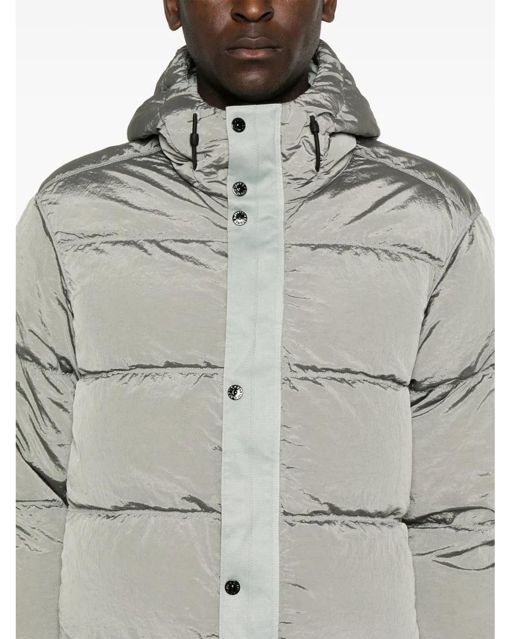 Stone Island Gray Essential 'Medium Down Jacket With Detachable Badge for men