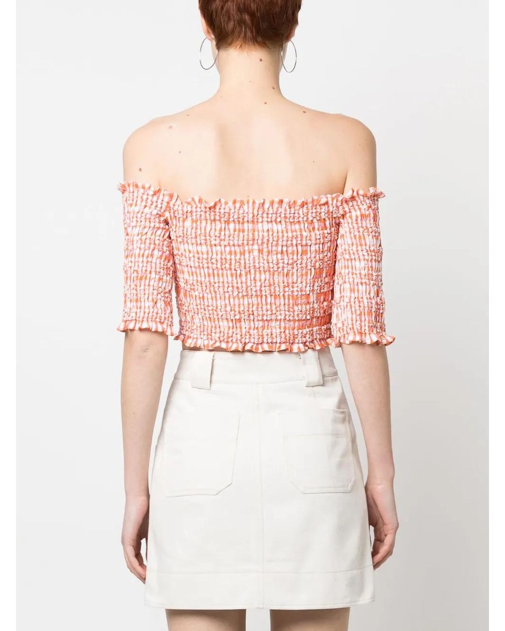 KENZO Pink Checkered Off The Shoulder Top