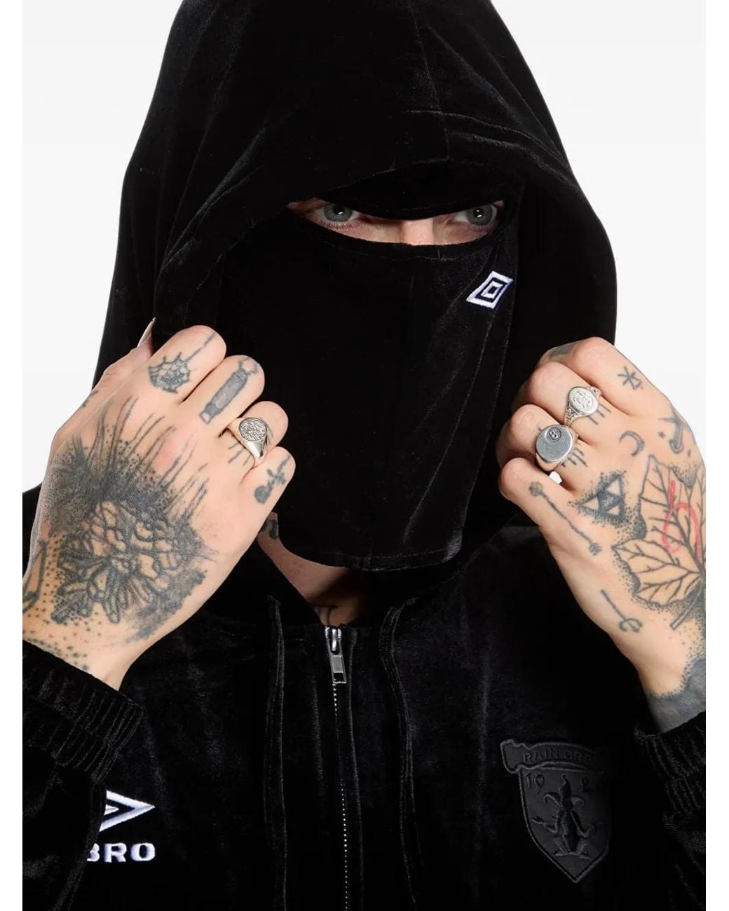 Umbro Black Velvet Masked Hoodie for men