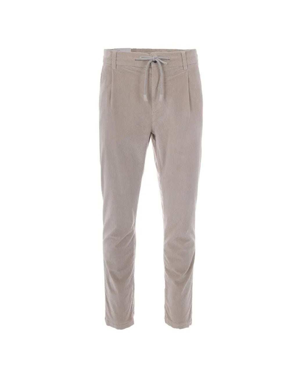 Eleventy Gray Corduroy Drawstring Trousers for men