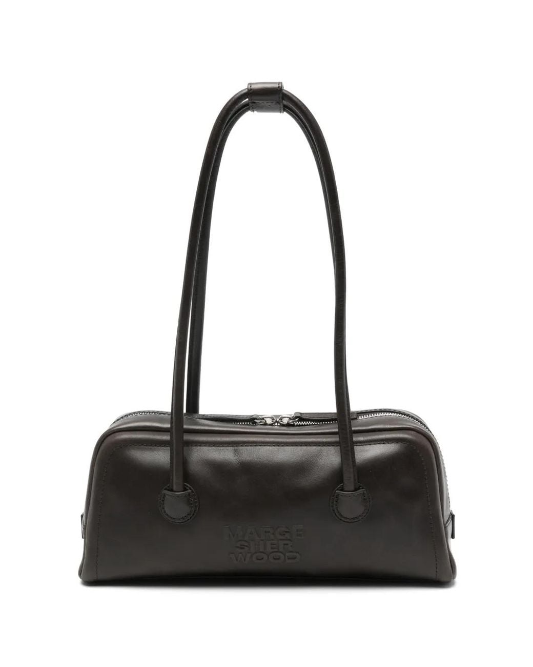 MARGE SHERWOOD Black Logo-Embossed Leather Tote Bag