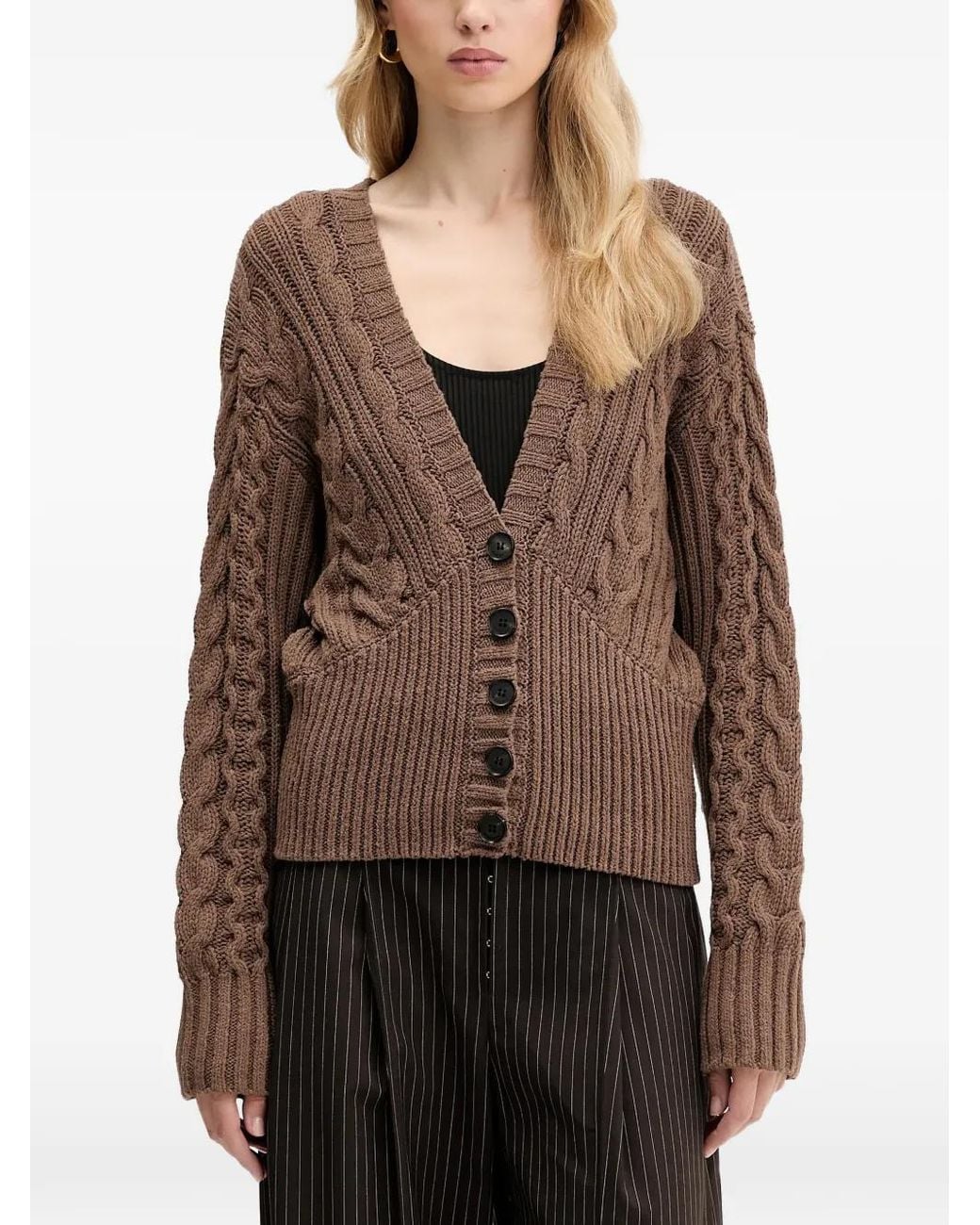 Miss Sixty Brown Button-Fastening Cardigan