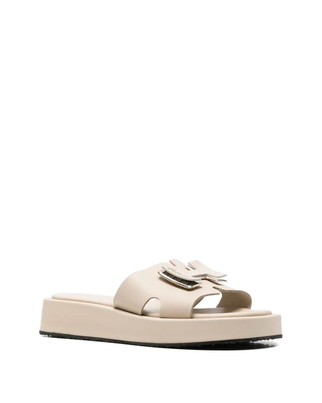 SERGIO MORETTI FIRENZE White Logo-Plaque Platform Slippers