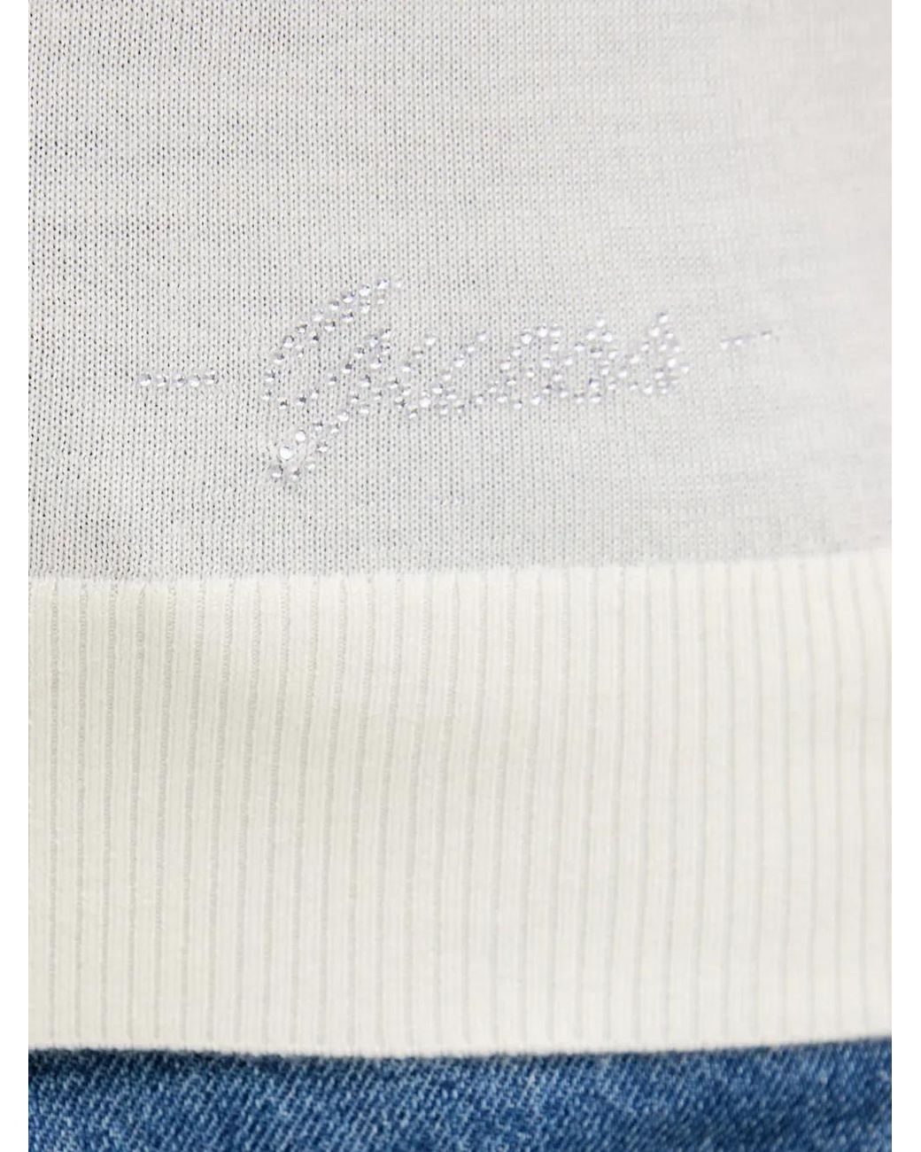 Guess White T-Shirt À Ornements Strassés