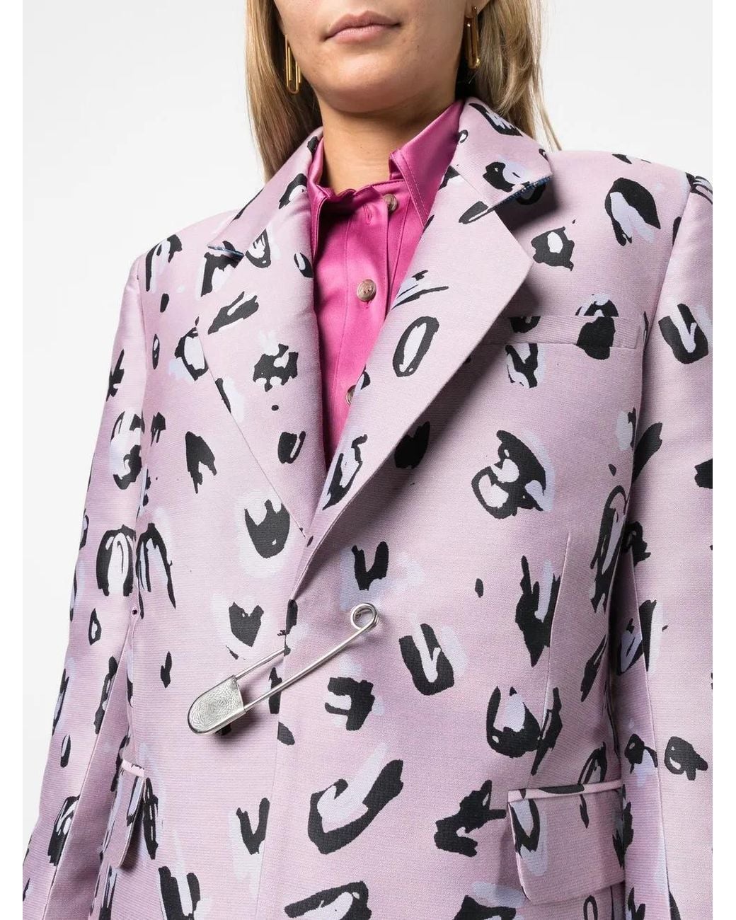 Charles Jeffrey Pink Animal-Pattern Single-Breasted Blazer