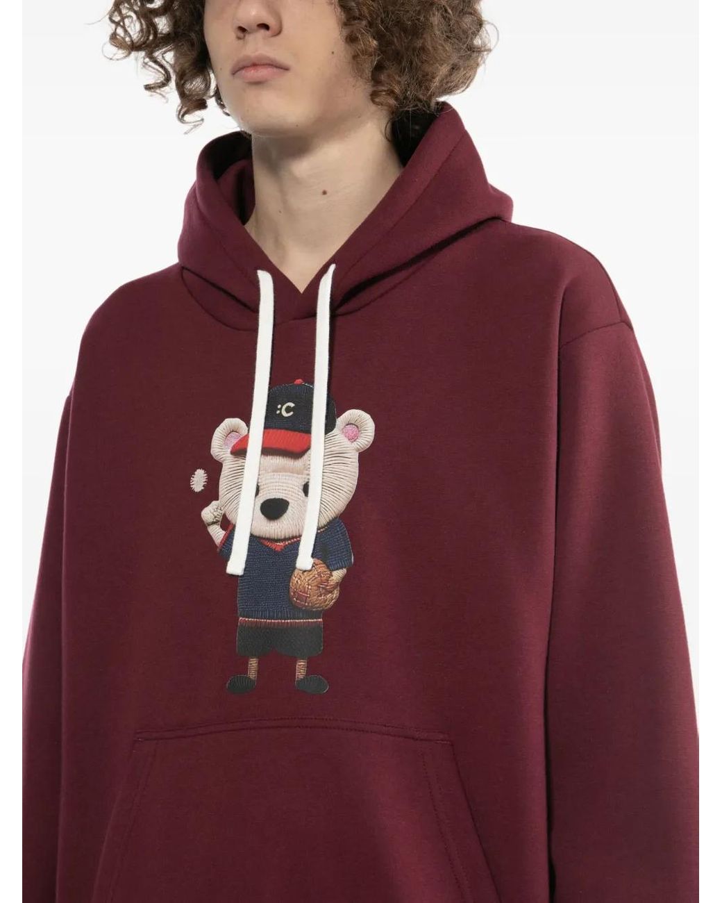 Chocoolate Red Bear-Print Hoodie for men
