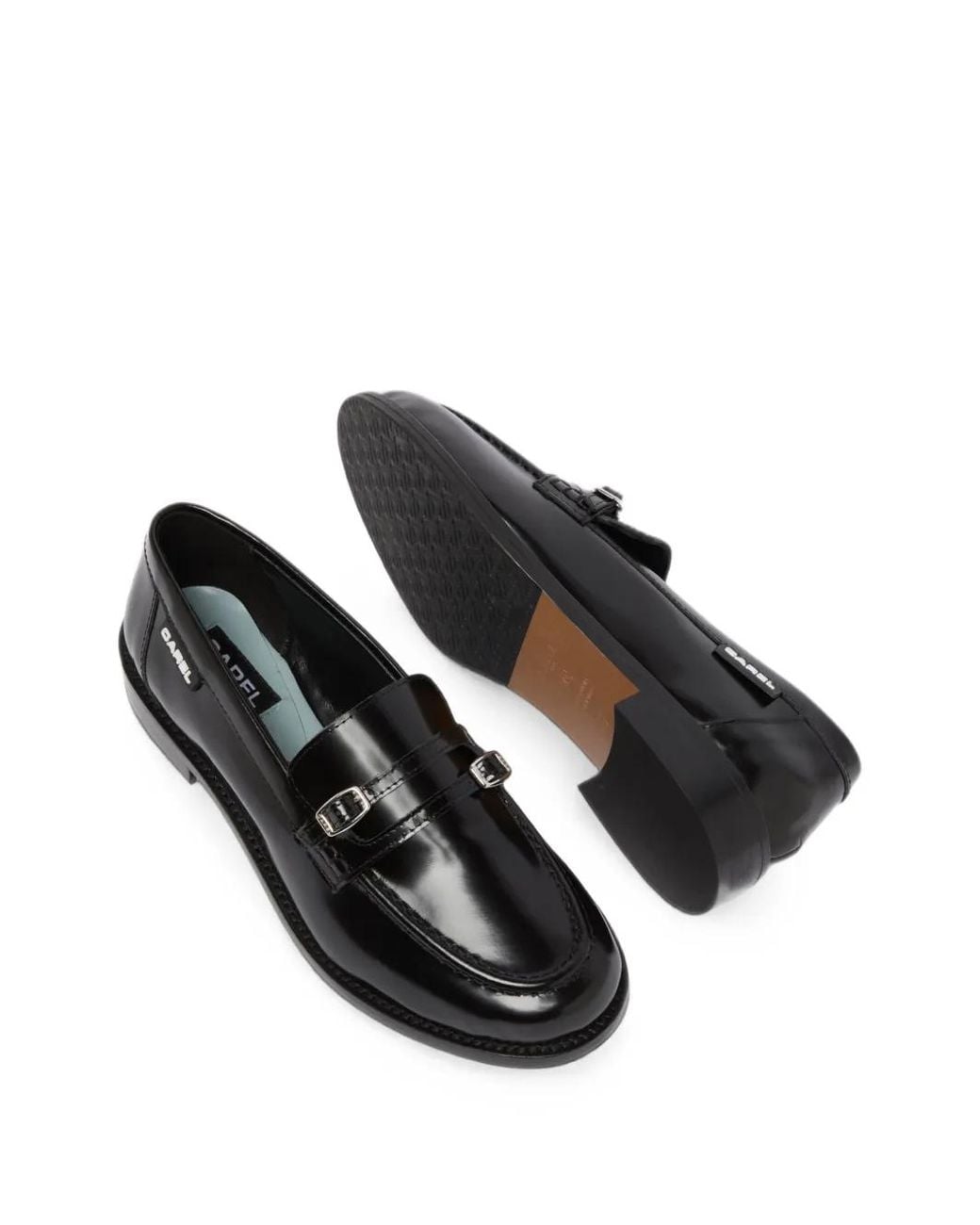 CAREL PARIS Black Gina Buckle-Strap Leather Loafers