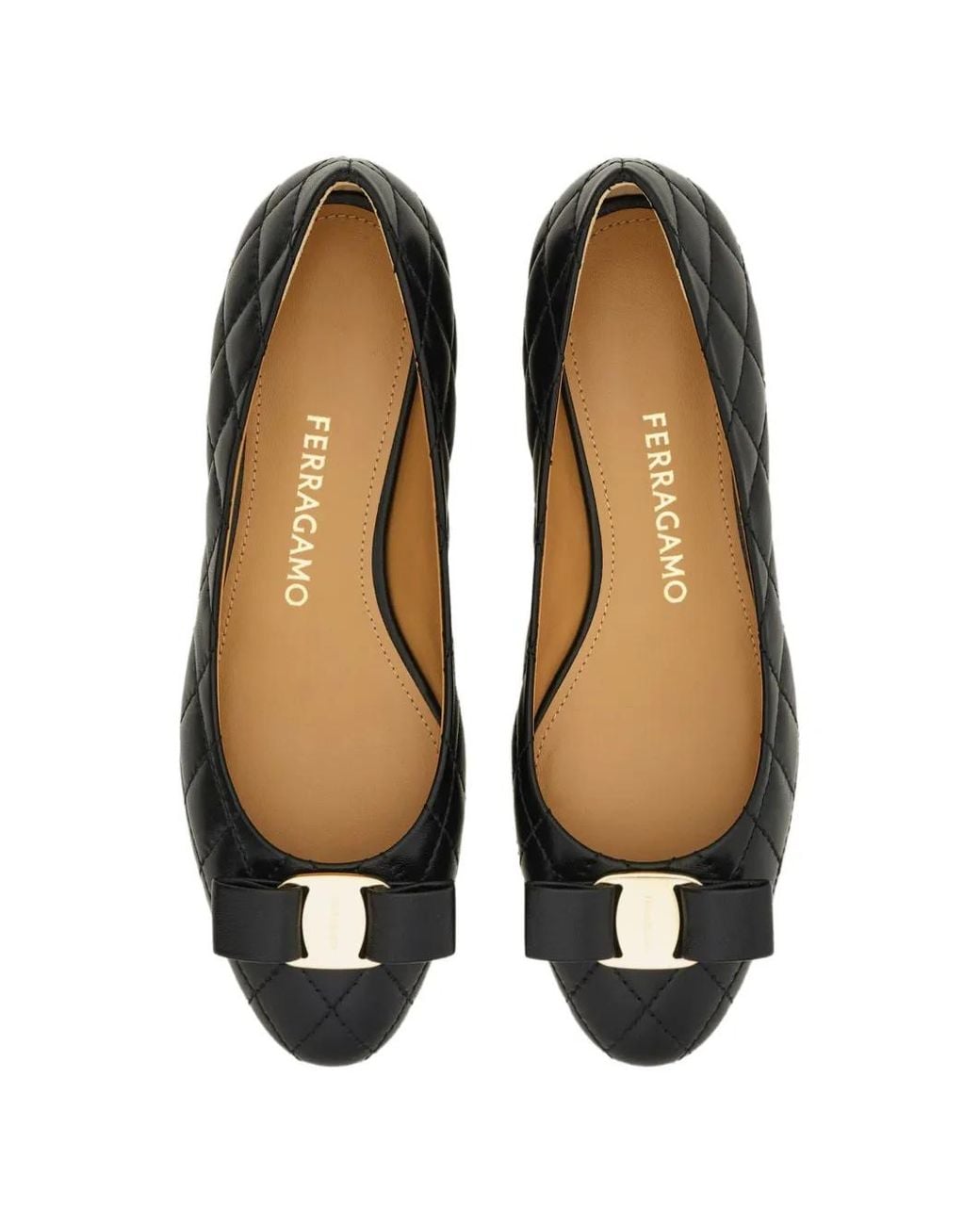 Ferragamo Black Quilted Varina Ballet Flat