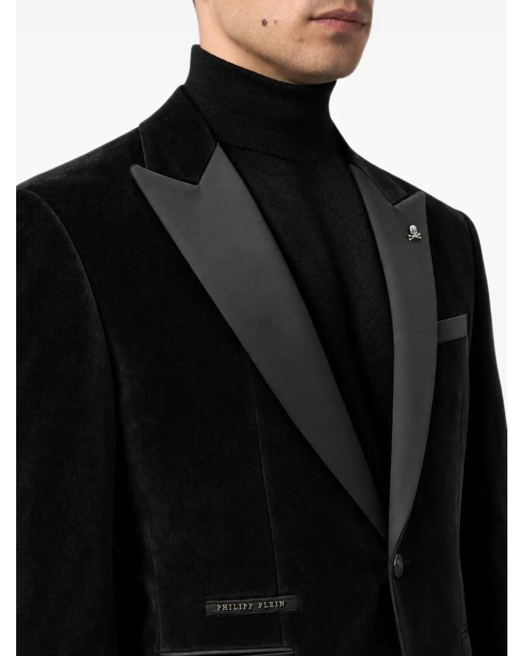 Philipp Plein Black Velvet Regular-Fit Blazer for men