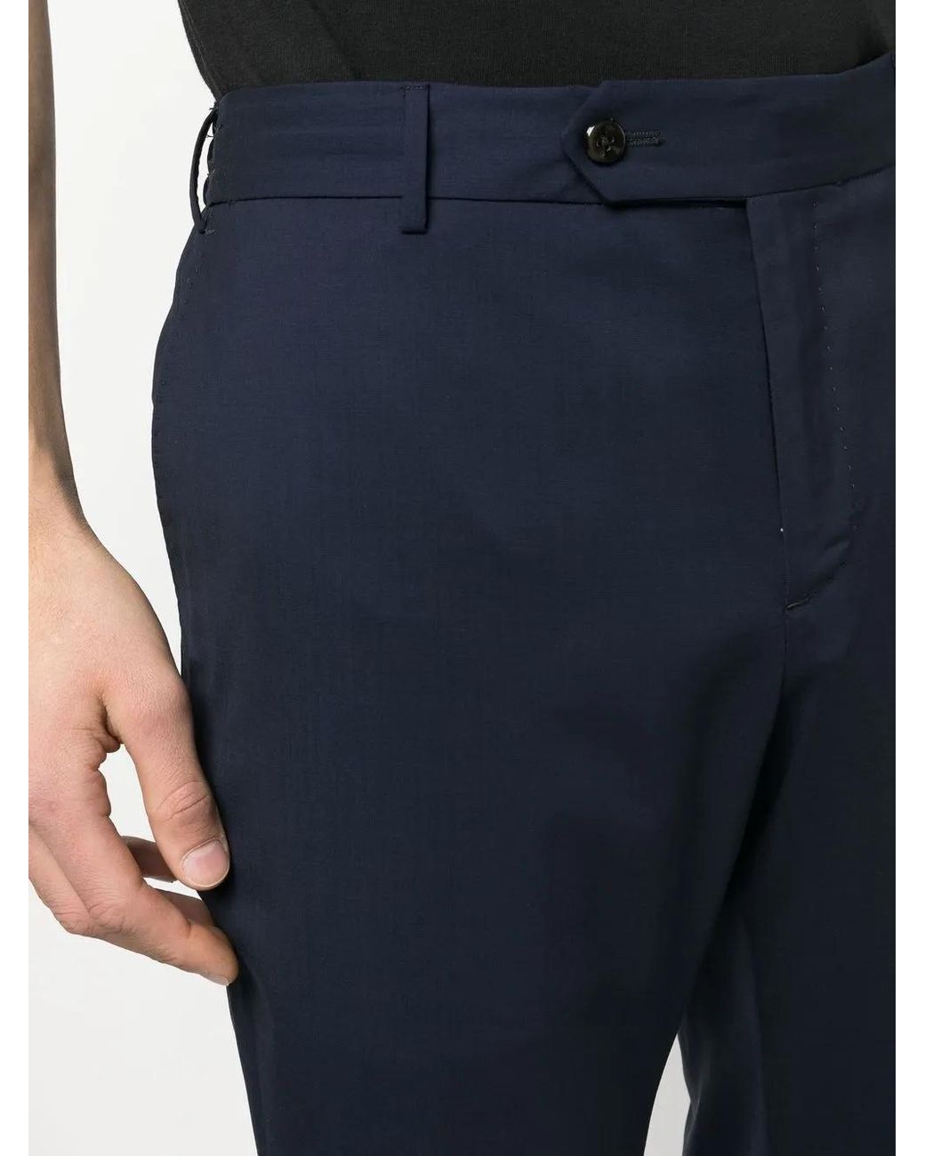 PT Torino Blue Straight-Leg Virgin-Wool Trousers for men