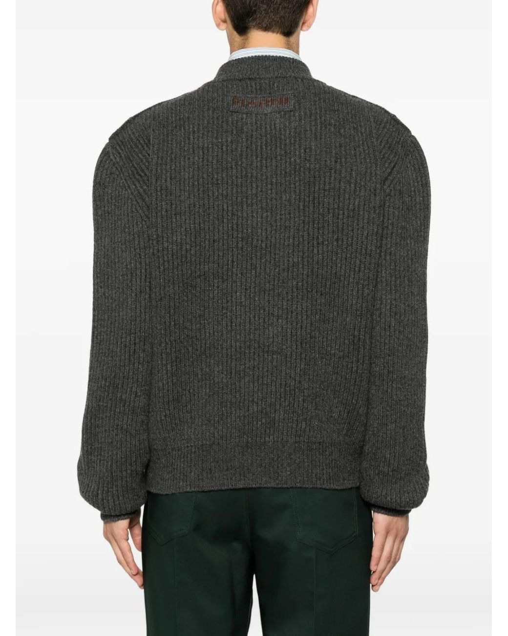 Marni Black Logo-Patch V-Neck Sweater for men