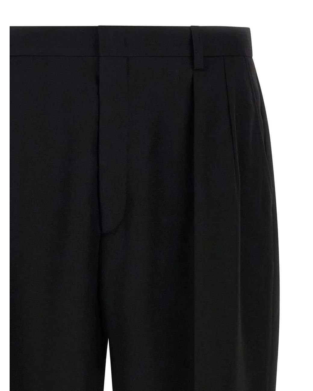 Cellar Door Black Pleated Pin-Tuck Trousers for men