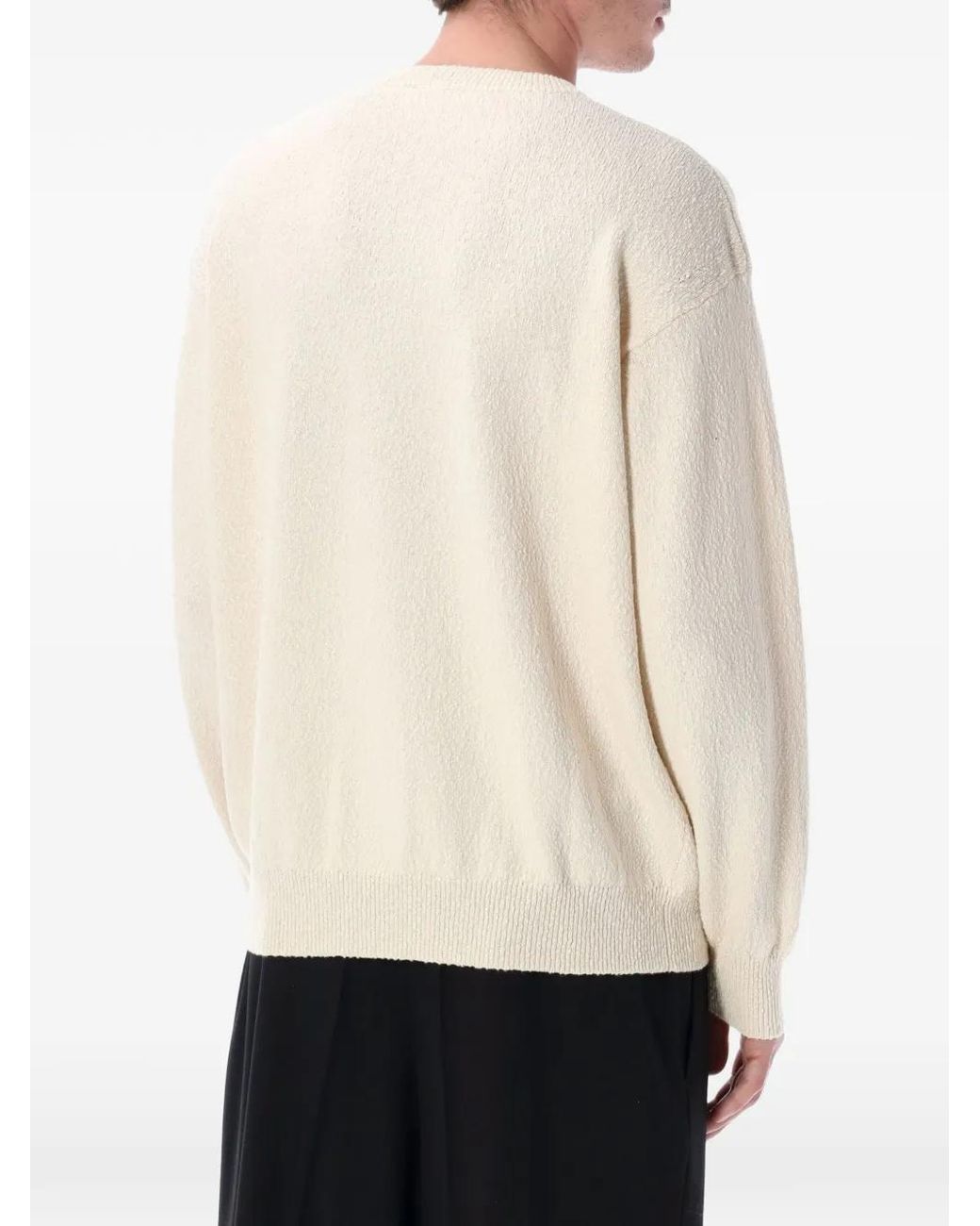 Roberto Collina White Irregular-Texture Crew-Neck Sweater for men